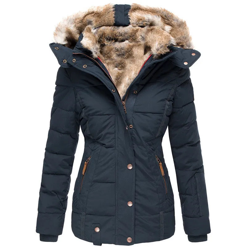 Vivianne winterjas dames – elegante jas met afneembare bontkraag