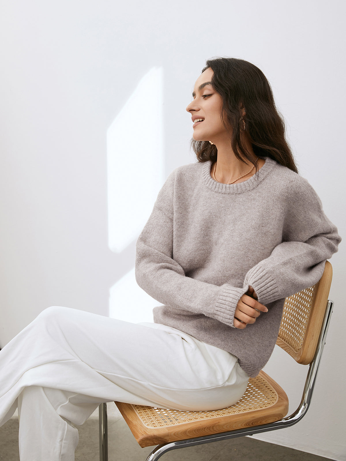Cralo dames trui – warme zachte pullover van wolmix met comfortabele pasvorm