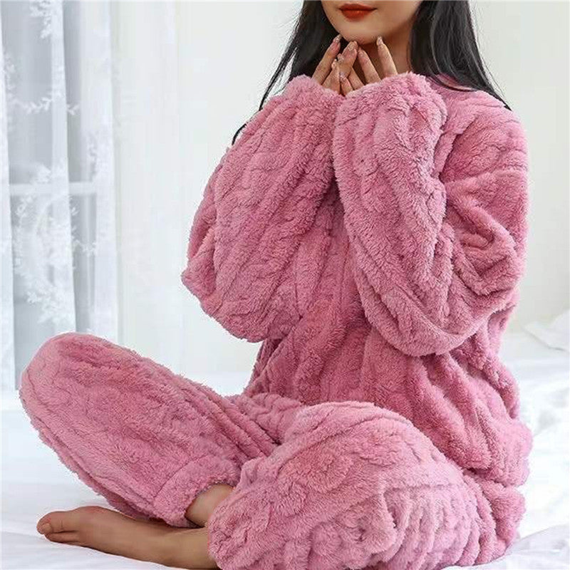 Dames fleece pyjama set – warm en zacht huispak voor knusse winteravonden