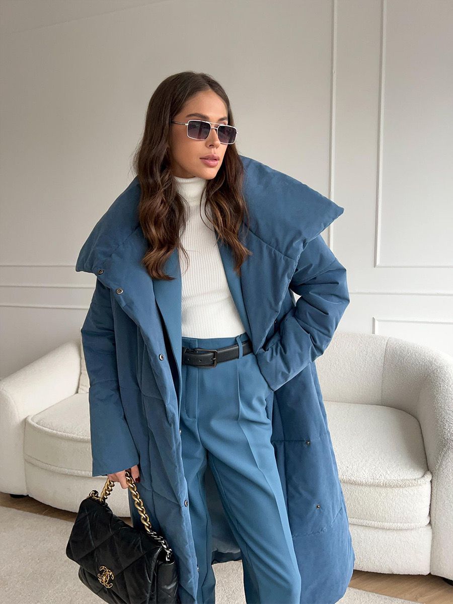 Lange gewatteerde dames winterjas – stijlvolle puffer coat met taille-riem