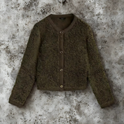Dames vest shaggy knit – cropped model met knoopsluiting & ronde hals