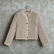 Dames vest shaggy knit – cropped model met knoopsluiting & ronde hals