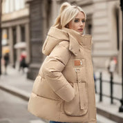 Dames Gewatteerde Waterdichte Winterjas met Capuchon – Warm, Stijlvol & Weerbestendig