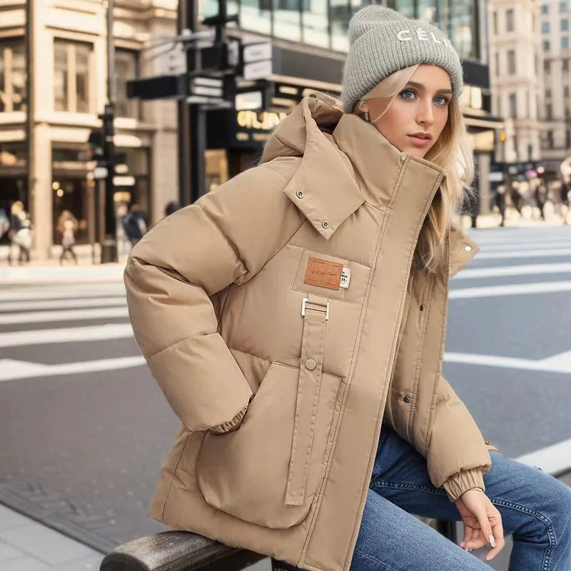 Dames Gewatteerde Waterdichte Winterjas met Capuchon – Warm, Stijlvol & Weerbestendig