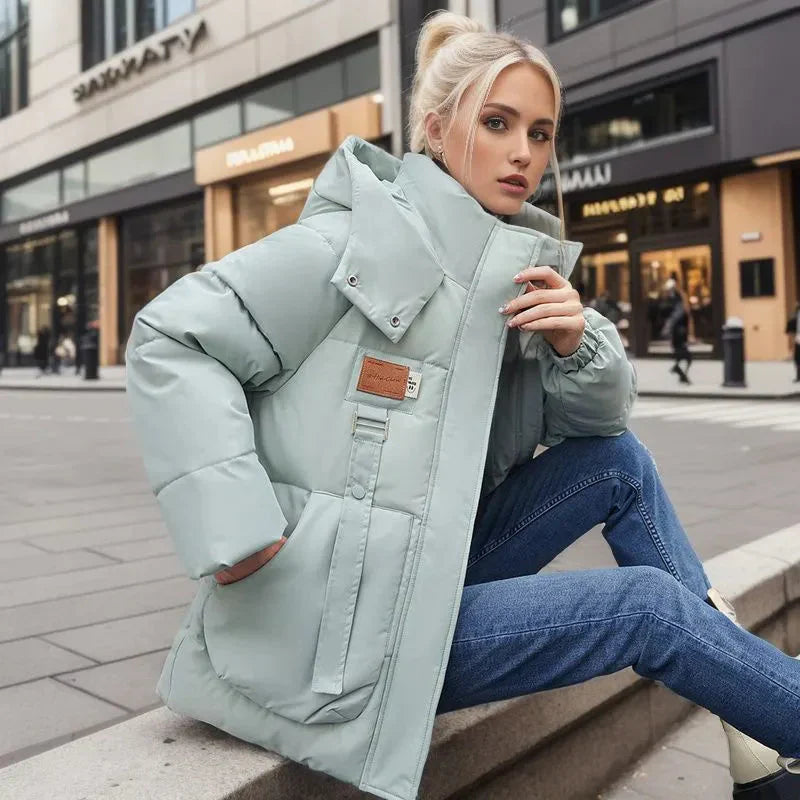 Dames Gewatteerde Waterdichte Winterjas met Capuchon – Warm, Stijlvol & Weerbestendig