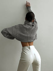 Nima dames trui – oversized gebreide turtleneck trui in tijdloos design