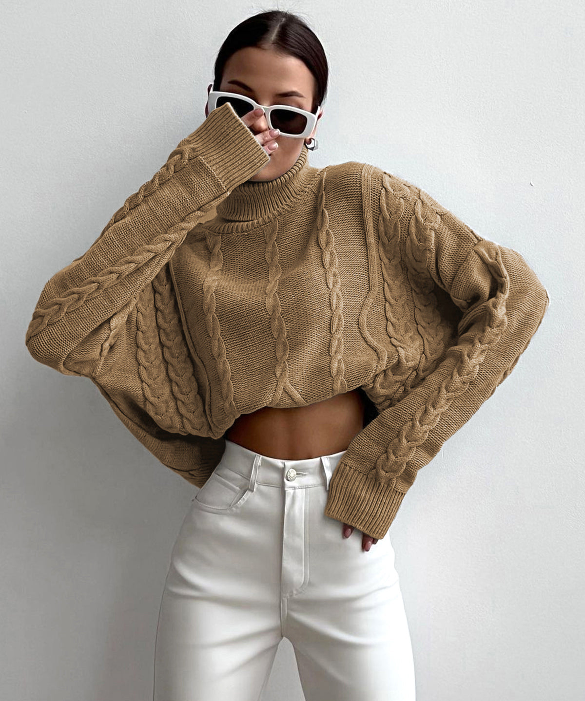 Nima dames trui – oversized gebreide turtleneck trui in tijdloos design