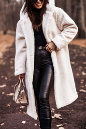 Lange teddy mantel dames – warme en stijlvolle winterjas met relaxte pasvorm