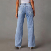 Wide leg high waist jeans dames – stijlvolle wijde spijkerbroek met hoge taille