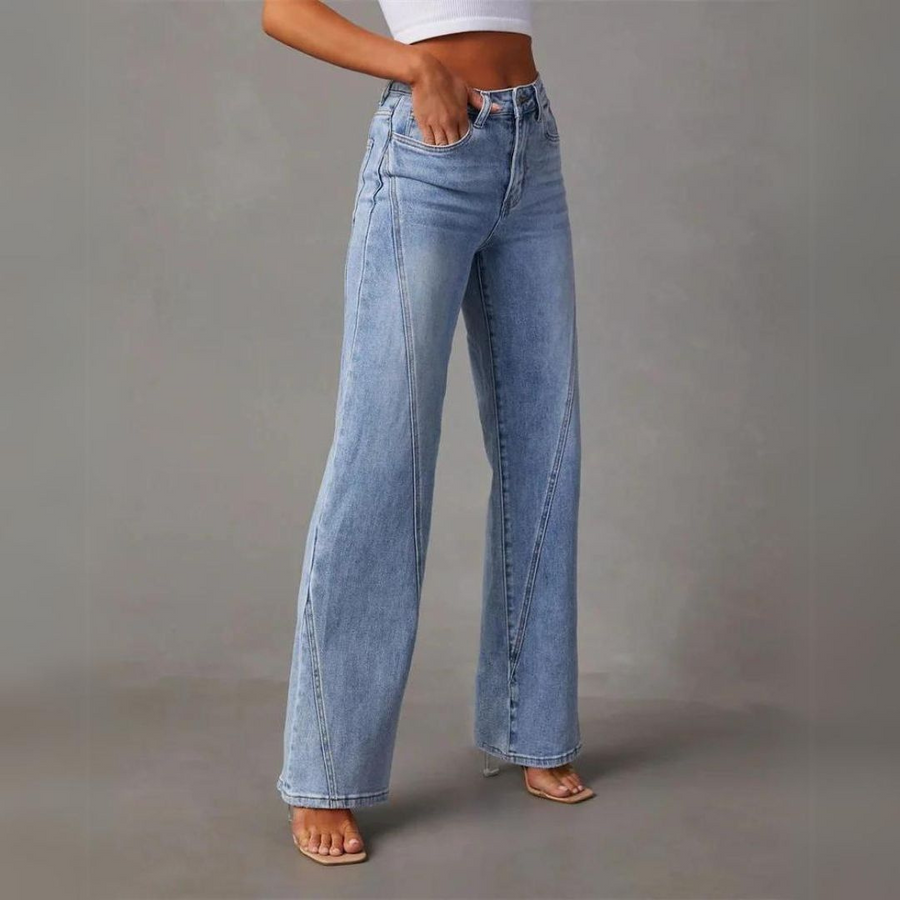 Wide leg high waist jeans dames – stijlvolle wijde spijkerbroek met hoge taille