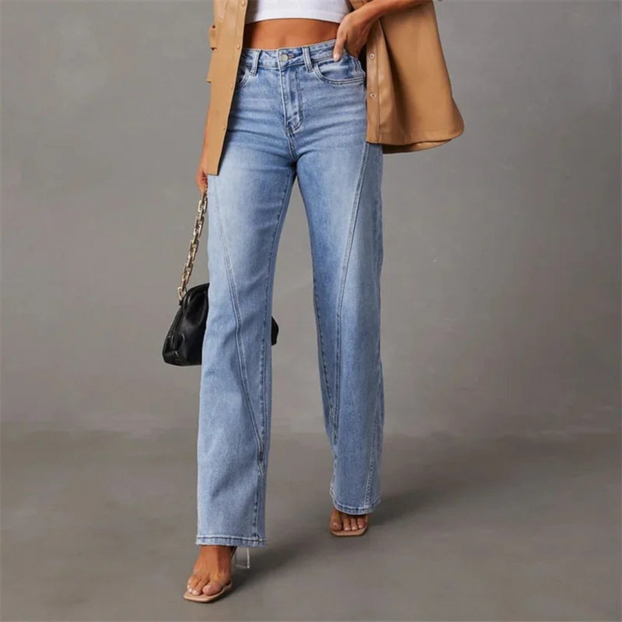 Wide leg high waist jeans dames – stijlvolle wijde spijkerbroek met hoge taille
