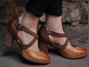 Lichtbruine leren zomerhakken dames – comfortabele Melzano sandalen met hak