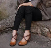 Lichtbruine leren zomerhakken dames – comfortabele Melzano sandalen met hak