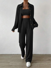 Heidi dames loungewear set – tweedelig huispak met top en wijde broek