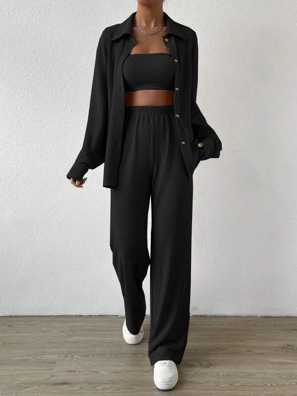 Heidi dames loungewear set – tweedelig huispak met top en wijde broek