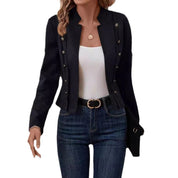 Heidi dames suèdelook blazer – modieuze jas met decoratieve knopen