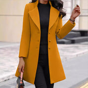 Heidi dames wollen winterjas – elegante lange jas met revers en knoopsluiting