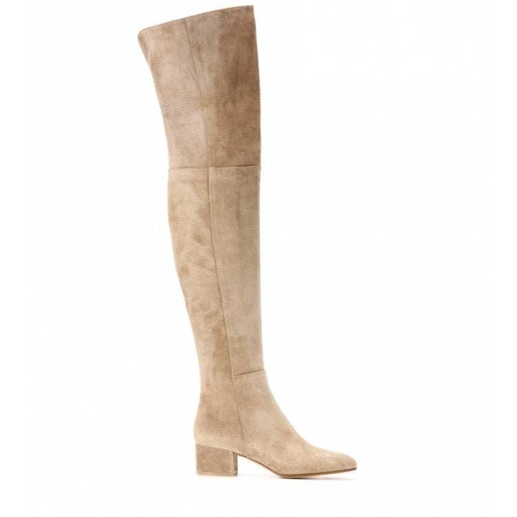 Overknee suède laarzen dames – elegante hoge laarzen met blokhak en comfortabele pasvorm