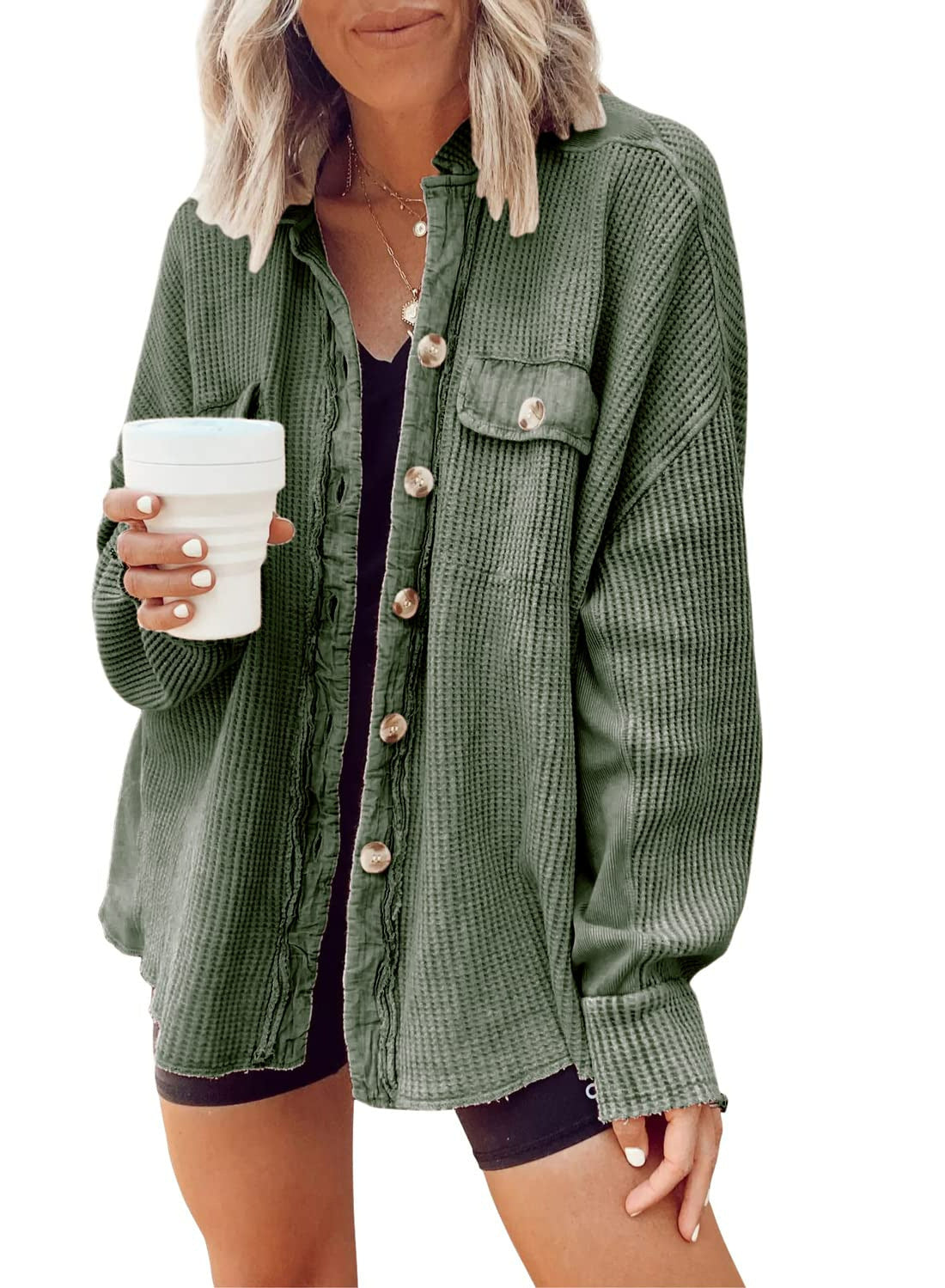 Heidi dames winterjack – oversized wafelstructuur jas met warme voering