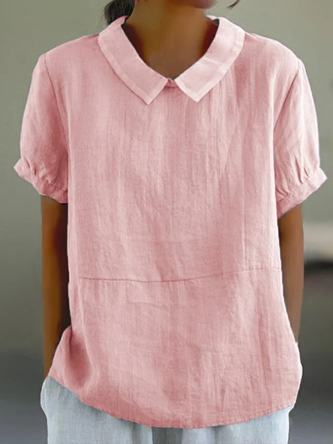 Noa linnen look top dames | Oversized zomertop met korte mouwen | Luchtige blouse
