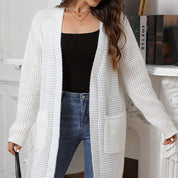 Heidi dames gebreid vest – lange cardigan met zakken en losse pasvorm
