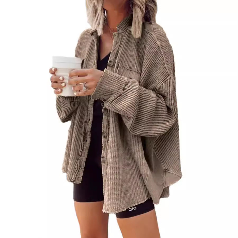Heidi dames winterjack – oversized wafelstructuur jas met warme voering