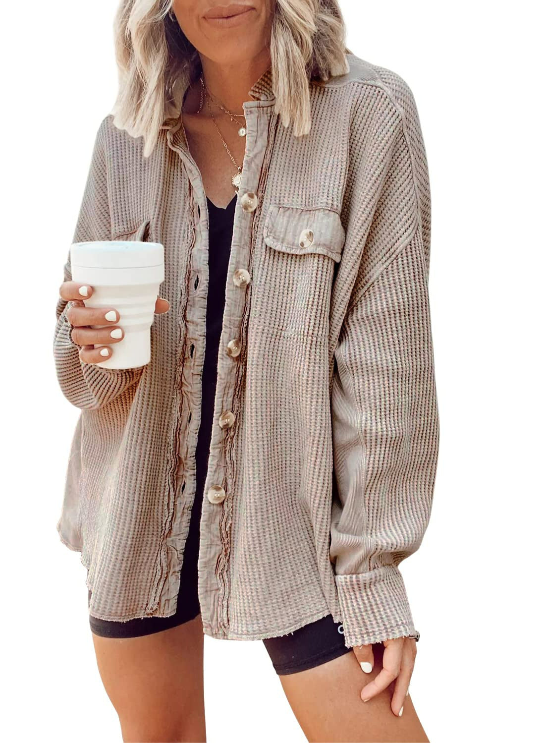 Heidi dames winterjack – oversized wafelstructuur jas met warme voering