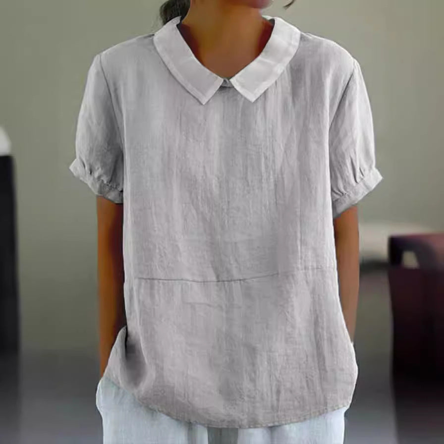 Noa linnen look top dames | Oversized zomertop met korte mouwen | Luchtige blouse