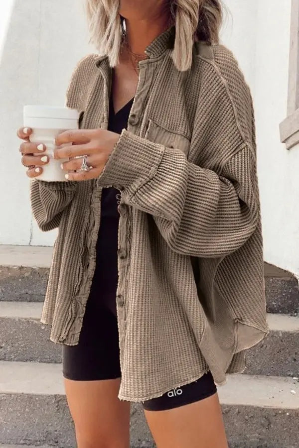 Heidi dames winterjack – oversized wafelstructuur jas met warme voering