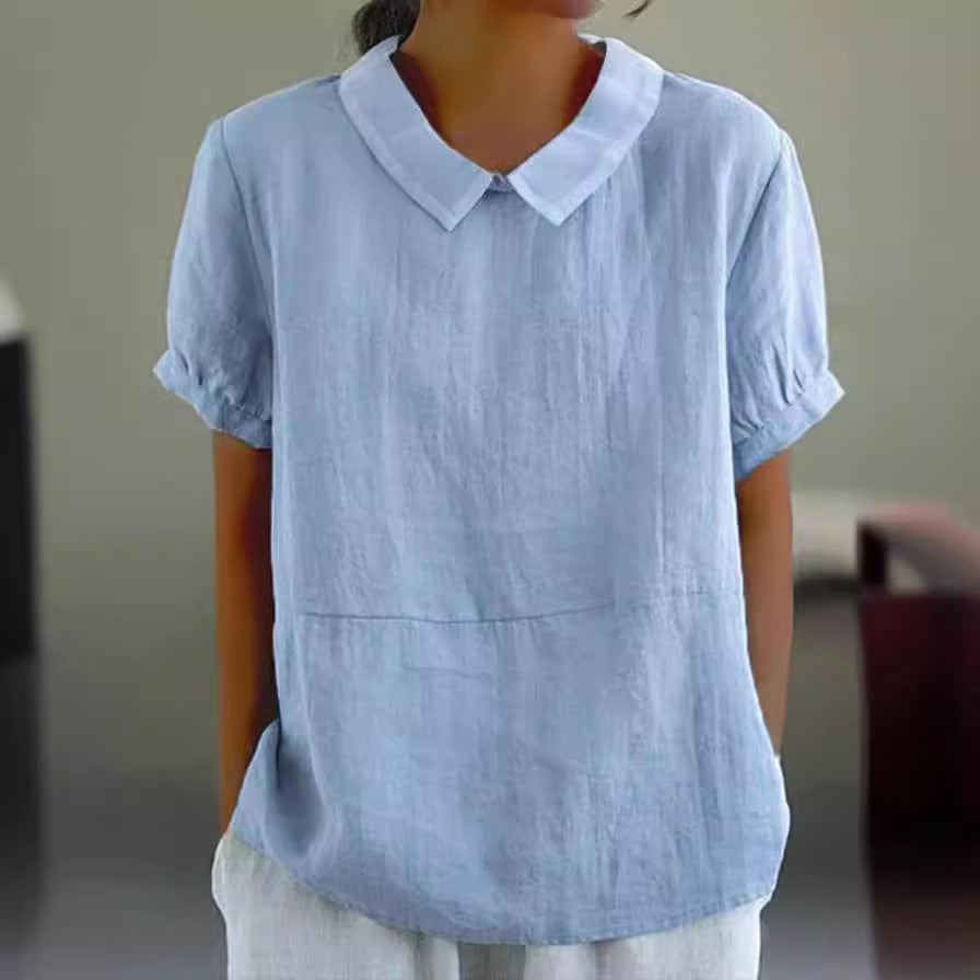 Noa linnen look top dames | Oversized zomertop met korte mouwen | Luchtige blouse