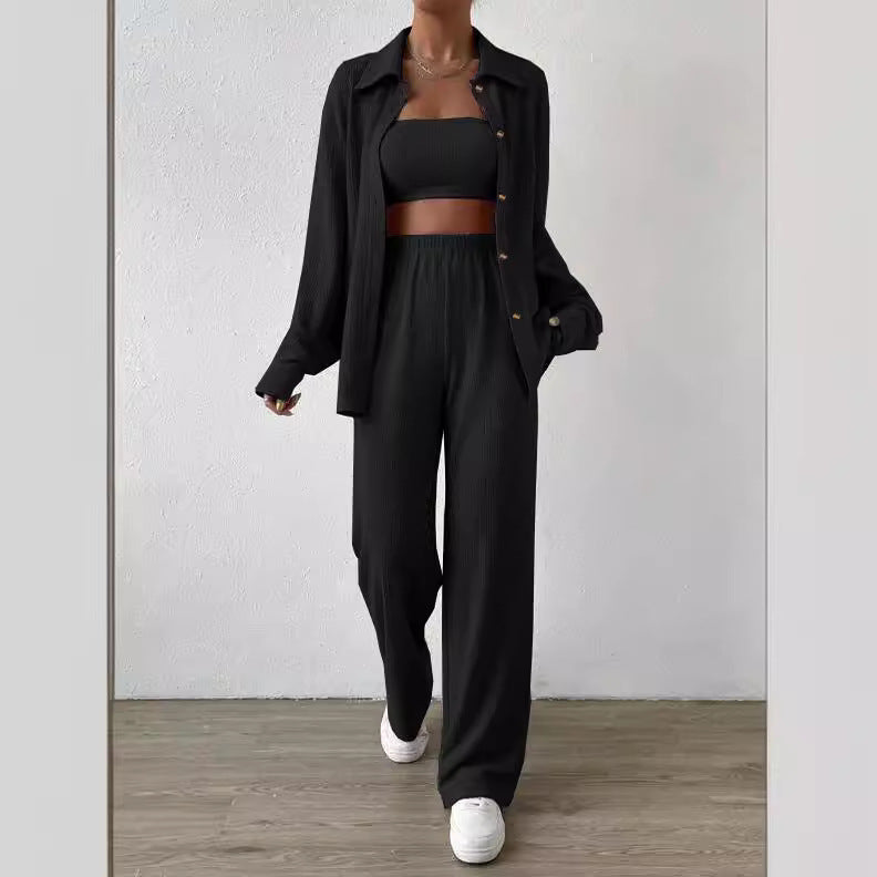 Heidi dames loungewear set – tweedelig huispak met top en wijde broek
