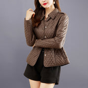 Dames gewatteerde jas – slim fit met ruitstiksel & verstelbare taille