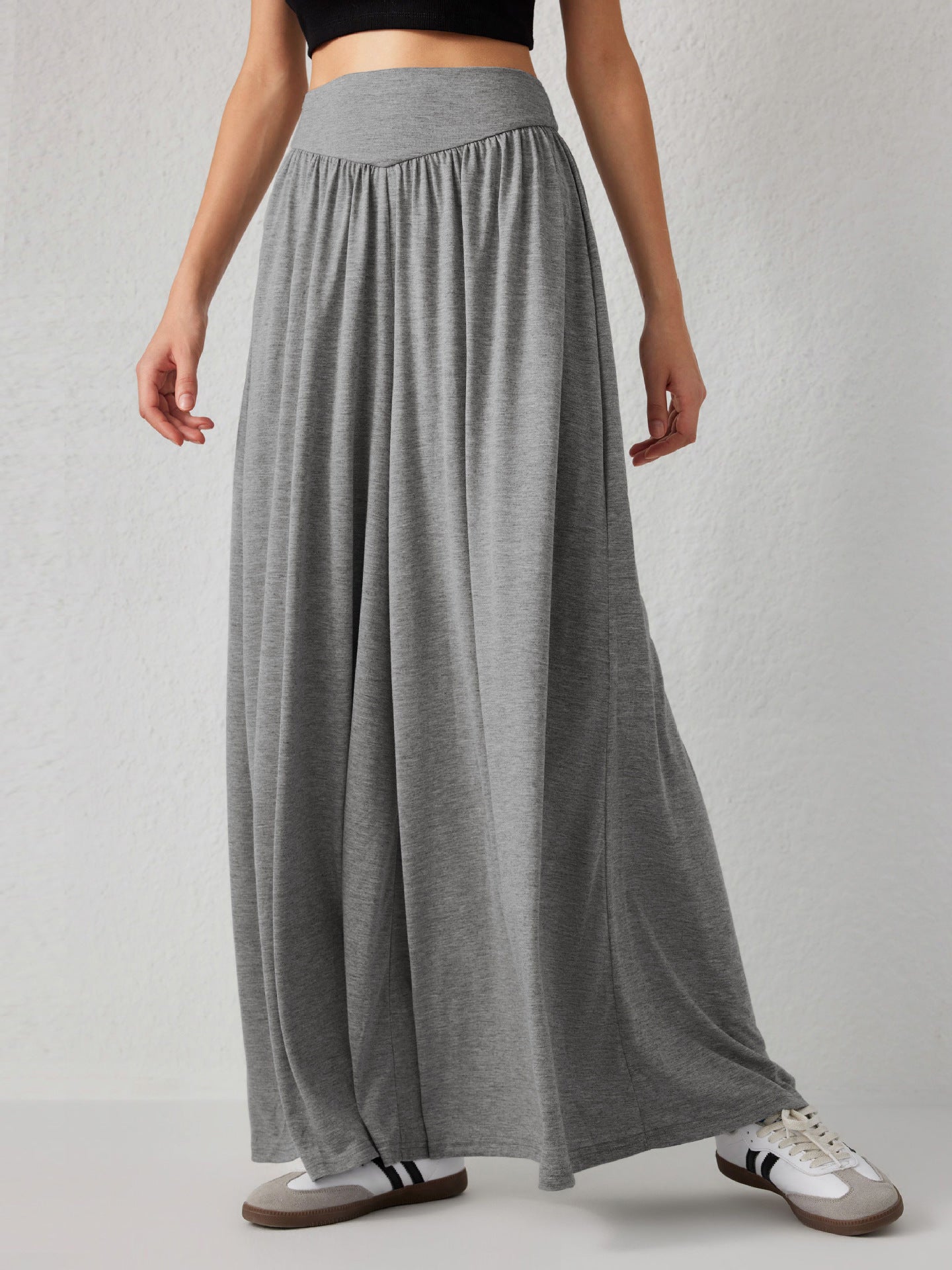 Heidi dames jersey broek – wijde broek met hoge taille en comfortabele pasvorm