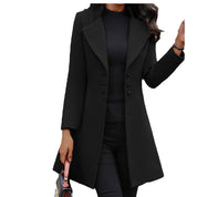 Heidi dames wollen winterjas – elegante lange jas met revers en knoopsluiting
