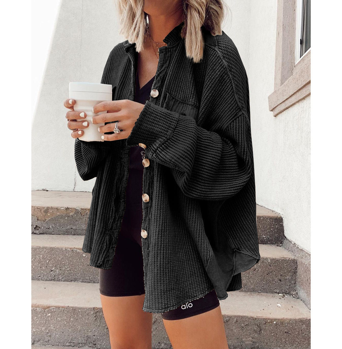 Heidi dames winterjack – oversized wafelstructuur jas met warme voering