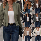 Heidi dames suèdelook blazer – modieuze jas met decoratieve knopen
