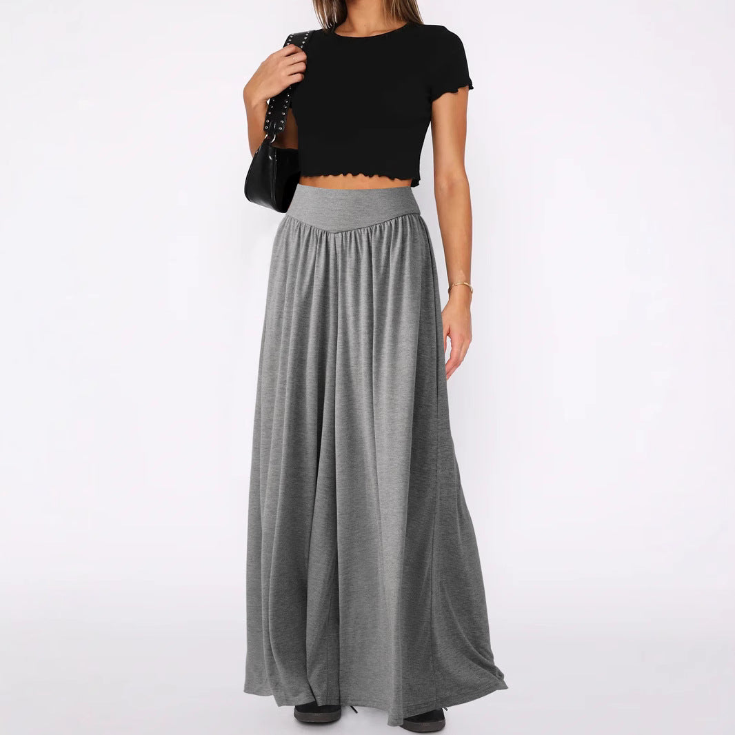 Heidi dames jersey broek – wijde broek met hoge taille en comfortabele pasvorm