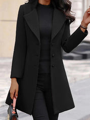 Heidi dames wollen winterjas – elegante lange jas met revers en knoopsluiting