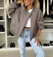 Gewatteerde bomber winterjas dames – oversized quilted jas met casual look