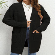 Heidi dames gebreid vest – lange cardigan met zakken en losse pasvorm