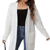 Heidi dames gebreid vest – lange cardigan met zakken en losse pasvorm