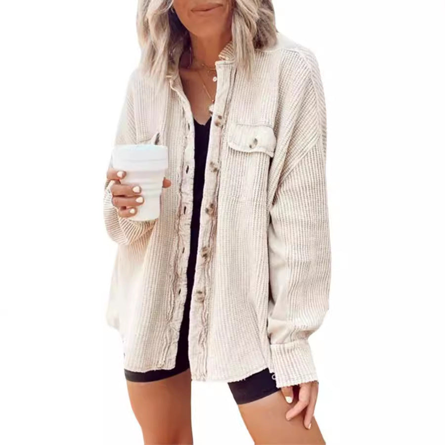 Heidi dames winterjack – oversized wafelstructuur jas met warme voering