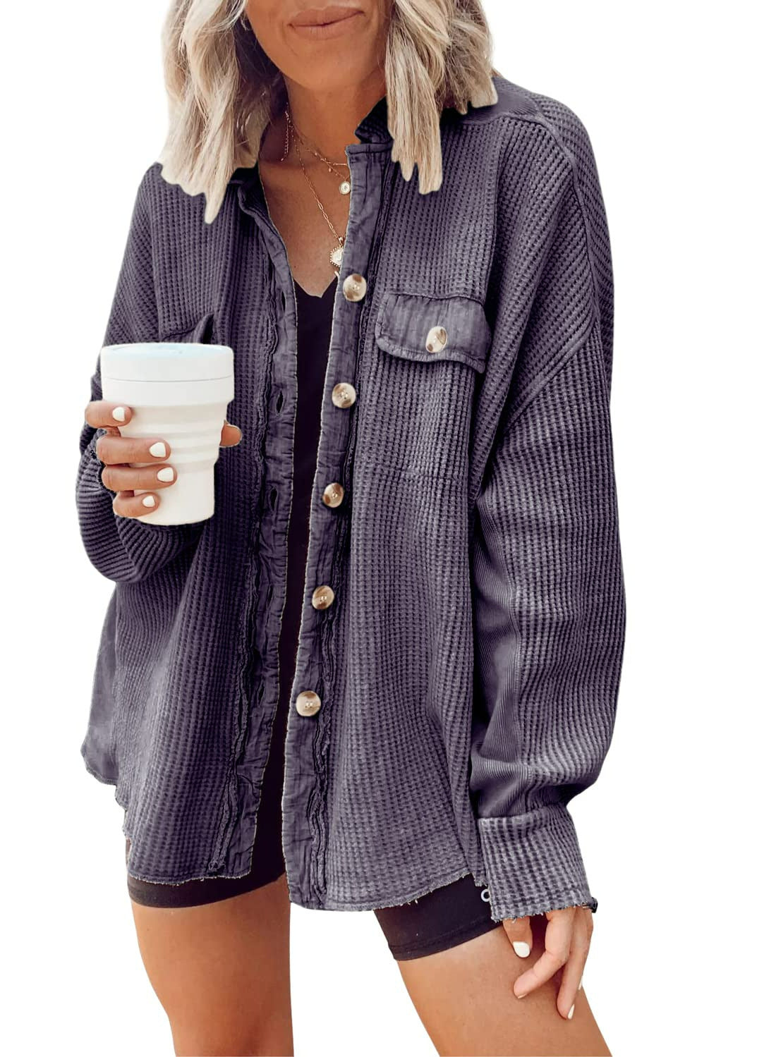 Heidi dames winterjack – oversized wafelstructuur jas met warme voering