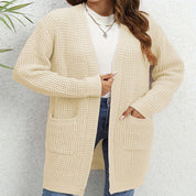 Heidi dames gebreid vest – lange cardigan met zakken en losse pasvorm