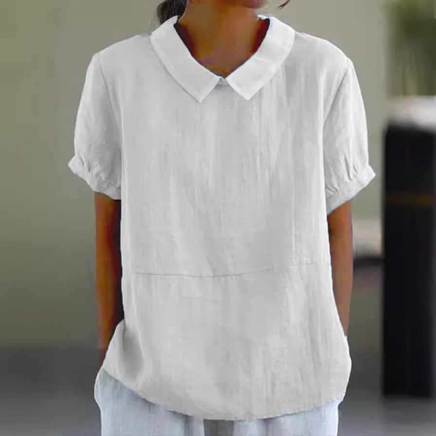 Noa linnen look top dames | Oversized zomertop met korte mouwen | Luchtige blouse