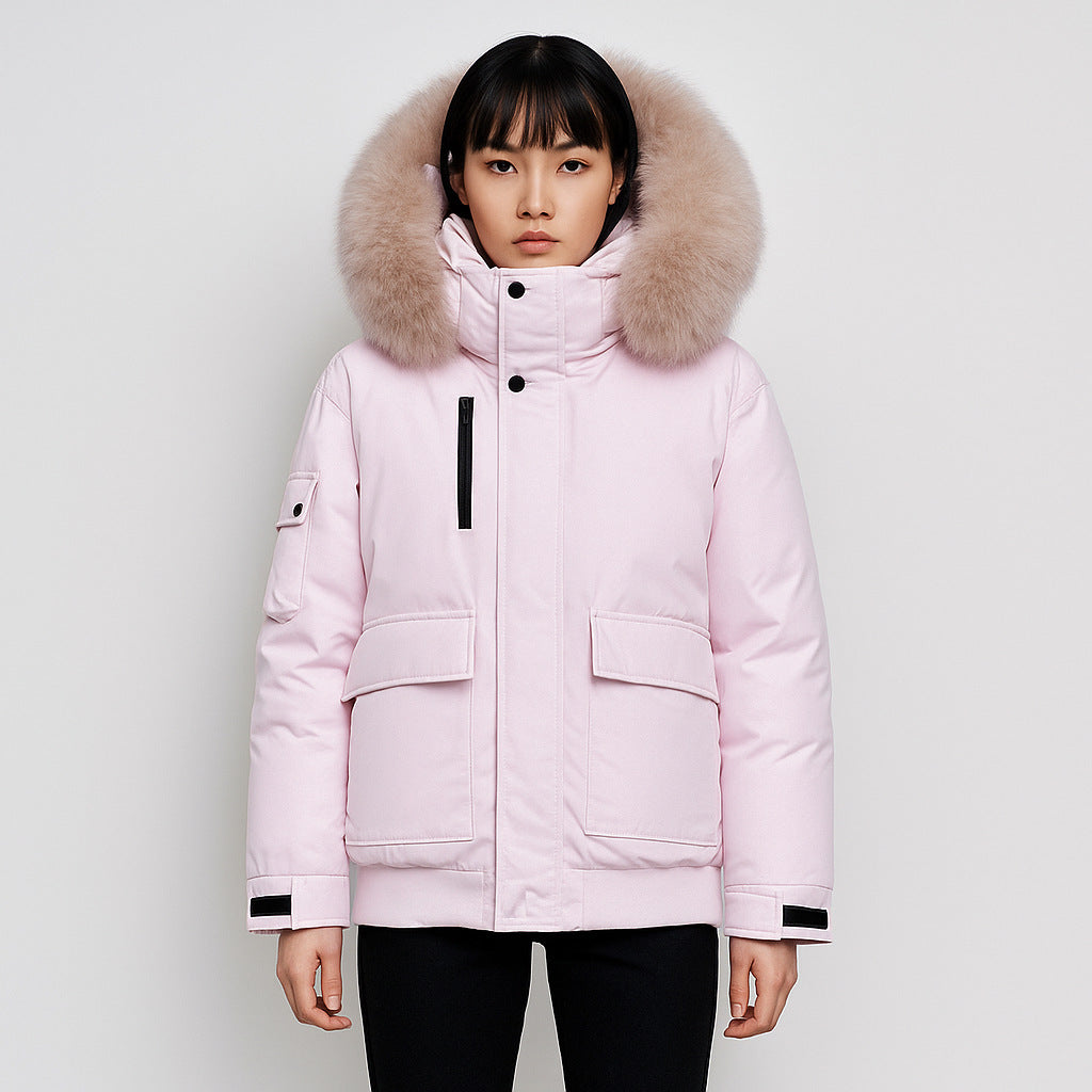 Dames winterjas – warme jas met grote bontkraag en waterafstotende stof