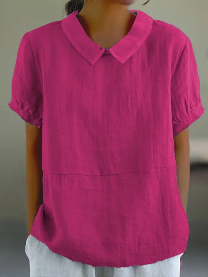 Noa linnen look top dames | Oversized zomertop met korte mouwen | Luchtige blouse