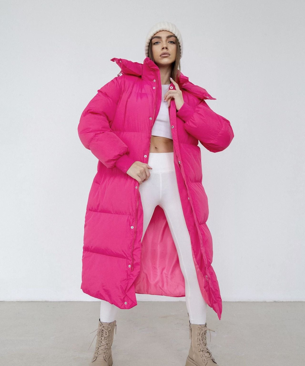 Oversized dames winterjas lang – warme zwarte puffer met capuchon