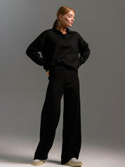 SEMNA cozy lounge set – ivoor relax pak met col en wide-leg broek