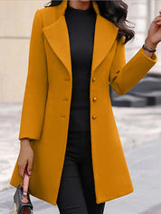Heidi dames wollen winterjas – elegante lange jas met revers en knoopsluiting
